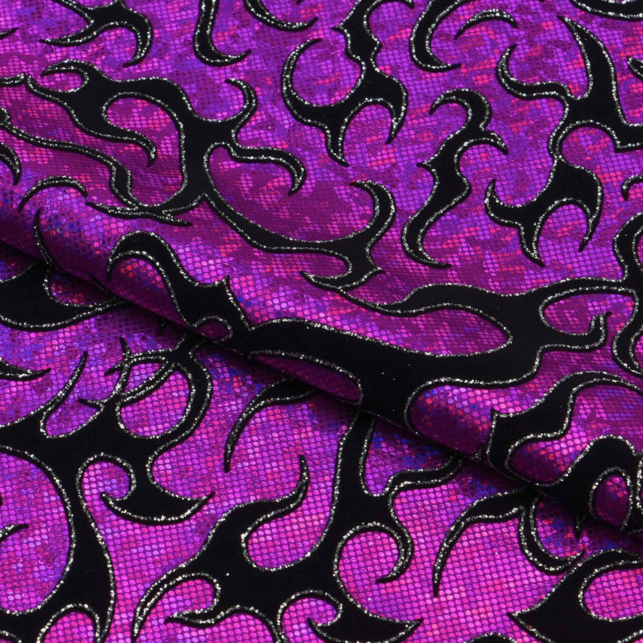 1 Yard 36" x 60" Flame Flocked Hologram Spandex Fabric 270 gsm